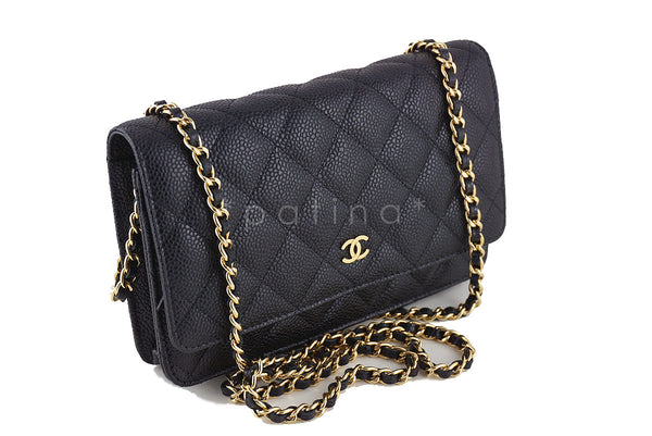 Chanel Black Caviar Classic Quilted WOC Wallet on Chain Flap Bag - Boutique Patina