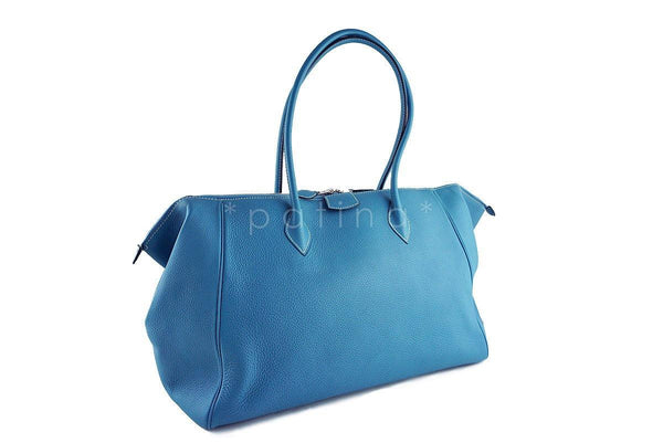 Hermes Blue Jean Clemence 37/40cm Paris Bombay Shoulder Tote Bag - Boutique Patina