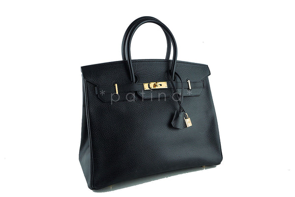 Hermes Black 35cm Birkin Bag, Vache Ardennes GHW - Boutique Patina