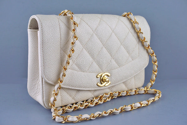 Chanel Caviar Vintage Quilted Classic "Diana" Flap, Light Beige  Bag - Boutique Patina