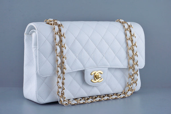 Chanel White Caviar Medium Classic 2.55 Double Flap Bag - Boutique Patina