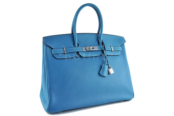 Hermes Blue Jean Togo 35cm Birkin Bag, PHW - Boutique Patina