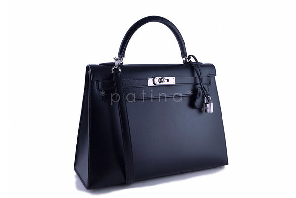 Hermes Black 32cm Box calf Kelly Sellier Bag PHW - Boutique Patina