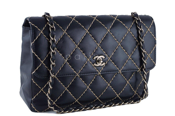 Chanel Black Contrast Stitch Surpique Jumbo Classic Flap Bag - Boutique Patina