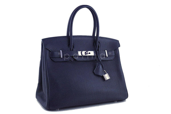 Hermes Indigo Blue 30cm Togo Birkin Bag PHW - Boutique Patina