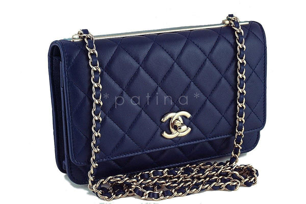 NWT 16K Chanel Blue Trendy CC Classic Wallet on Chain WOC Flap Bag Rare - Boutique Patina