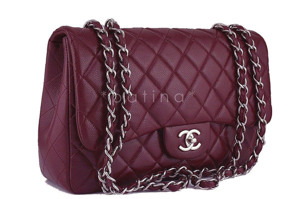 Chanel Wine Red Caviar Jumbo 2.55 Classic Flap Bag - Boutique Patina