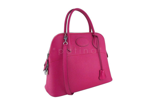 Hermes Rose Shocking Chevre Pink 31cm Bolide Tote Bag - Boutique Patina