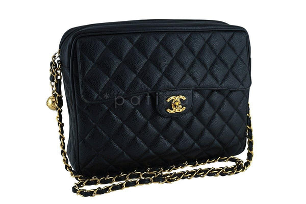 Chanel Vintage Caviar Classic Black Quilted Flap Camera Purse Bag - Boutique Patina