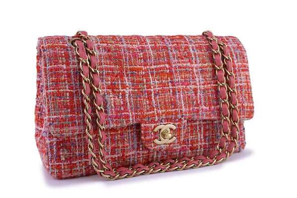 Chanel Coral Red Tweed Medium Classic 2.55 Flap Bag - Boutique Patina