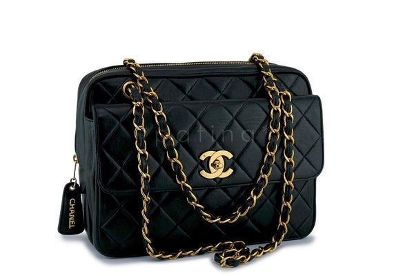 Chanel Black Vintage Classic Quilted Flap Camera Case Bag 24k GHW - Boutique Patina