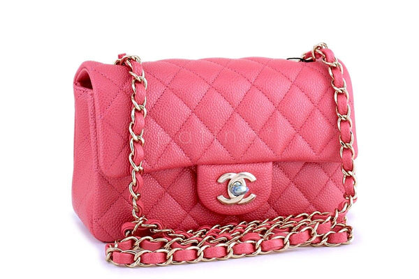 NWT 18S Chanel Pearly Pink  Caviar Classic Quilted Rectangular Mini Flap Bag - Boutique Patina