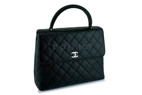 Chanel Black Large Caviar Classic Quilted Kelly Flap Bag SHW - Boutique Patina