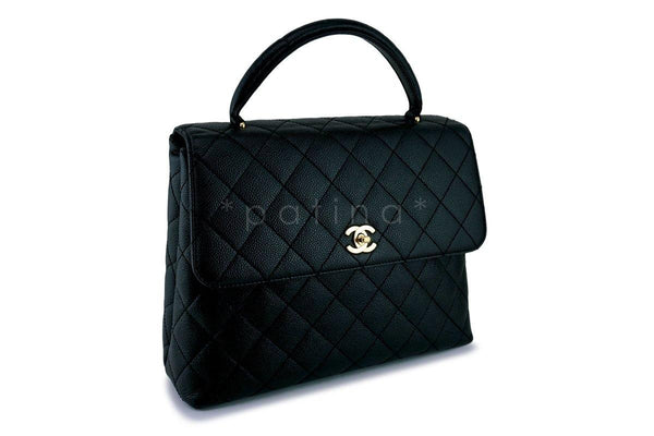 Chanel Black Caviar Classic Quilted Kelly Flap Bag 24k GHW - Boutique Patina