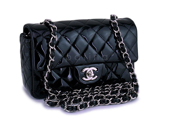Chanel Black Patent Classic Quilted Rectangular Mini Flap Bag SHW - Boutique Patina
