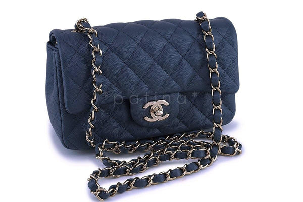 NWT 18B Chanel Gray Caviar Rectangular Mini Flap Bag GHW - Boutique Patina