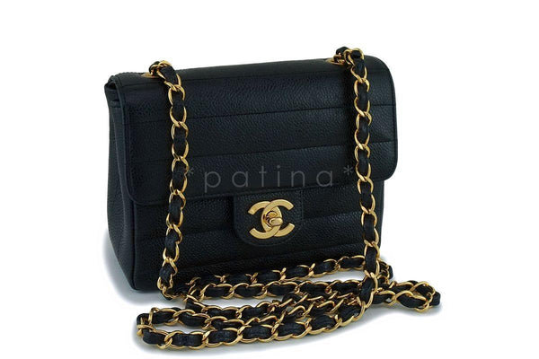 Chanel Vintage Black Caviar Classic Square Mini Flap Bag 24k GHW - Boutique Patina