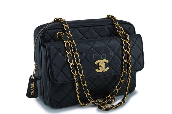 Chanel Vintage Black Lambskin Classic Flap Camera Bag 24k GHW - Boutique Patina