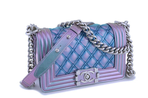 18S Chanel Iridescent Purple Mermaid Small Classic Water Boy Flap Bag SHW - Boutique Patina