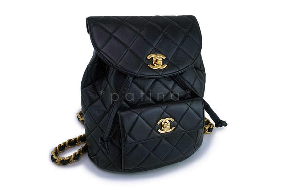 Chanel Vintage Black Lambskin Classic Quilted Backpack Bag 24k GHW - Boutique Patina