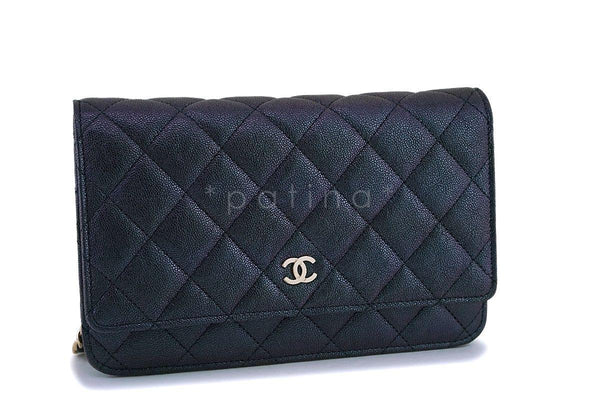 NIB 19S Chanel Iridescent Black-Purple Caviar Classic Wallet on Chain WOC GHW - Boutique Patina