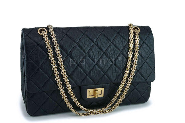Chanel Black Aged Calfskin Reissue Large 227 2.55 Flap Bag GHW - Boutique Patina