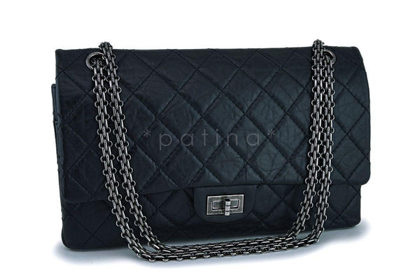 Chanel Black Reissue 2.55 Flap Bag Medium 226 Aged Calfskin RHW - Boutique Patina