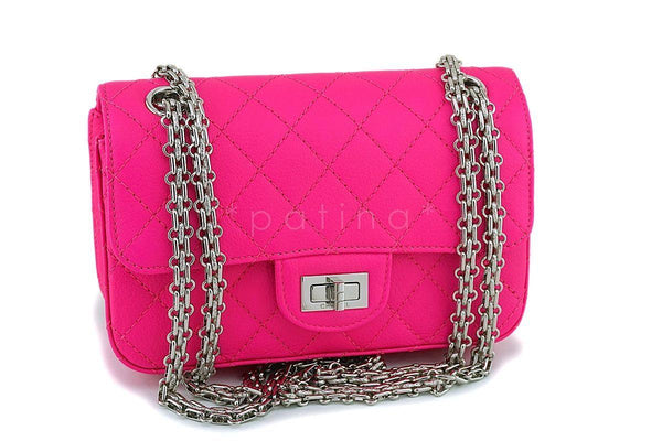 NIB 19K Chanel Fuchsia Neon Pink Goatskin 2.55 Reissue Mini Flap Bag SHW - Boutique Patina