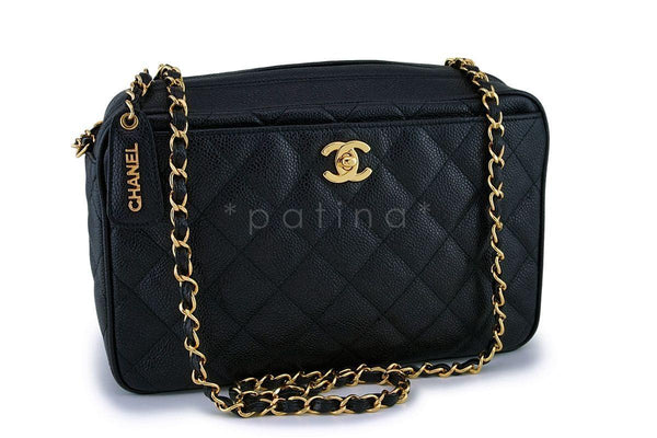 Chanel Vintage Black Caviar Camera Case Bag 24k GHW - Boutique Patina