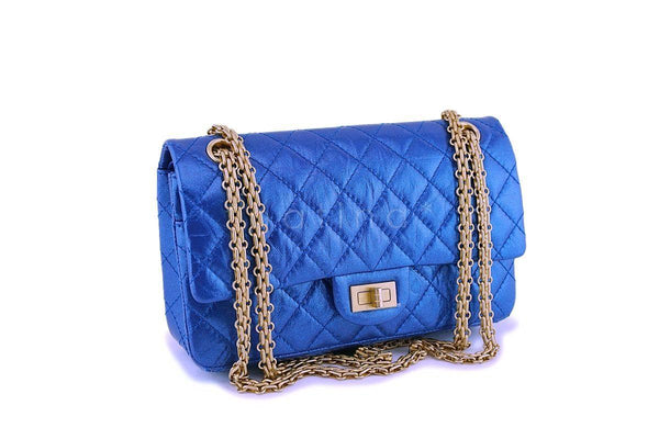 NIB 19A Chanel Iridescent Royal Electric Blue 2.55 225 Small Reissue Flap Bag - Boutique Patina