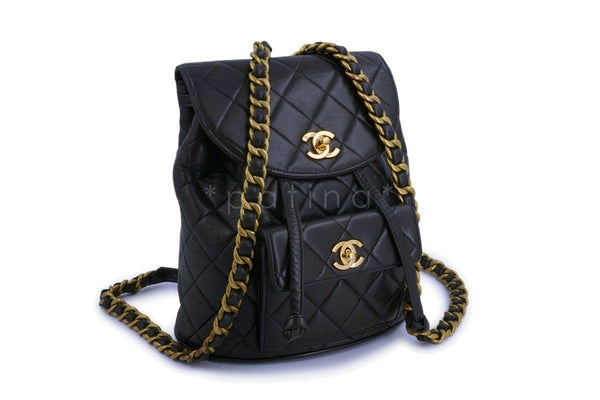 Chanel Vintage Black Duma Classic Quilted Backpack Bag 24k GHW - Boutique Patina