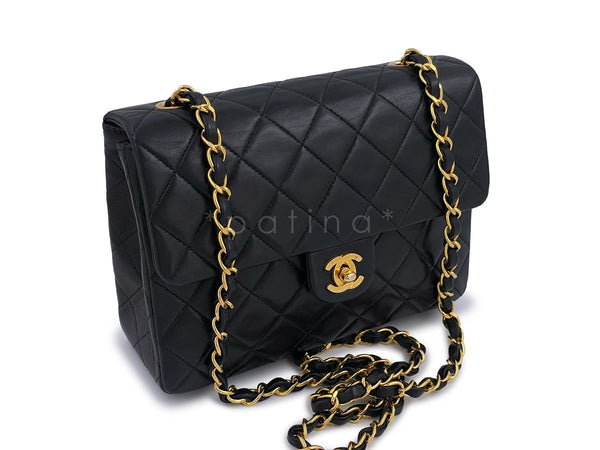 Chanel Vintage Black Mini Flap Bag Classic Lambskin 20cm 24k GHW - Boutique Patina
