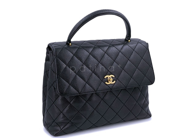 Chanel Vintage Black Caviar Kelly Top Handle Bag 24k GHW - Boutique Patina