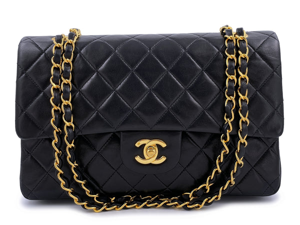 Chanel 1991 Vintage Black Medium Classic Flap Bag 24k GHW Lambskin