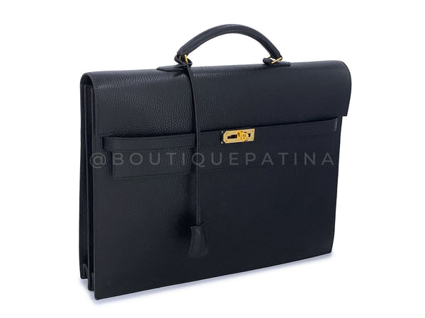 Hermes Black Ardennes Kelly Depeches 38 Briefcase Tote Bag - Boutique Patina