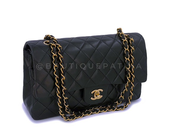 Pristine Chanel 1994 Vintage Black Medium Classic Double Flap Bag 24k GHW Lambskin - Boutique Patina