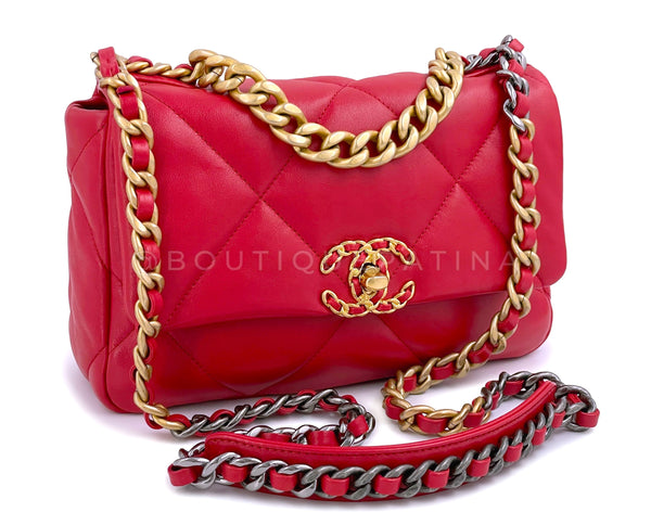21S Chanel 19 Red Flap Bag Small - Boutique Patina