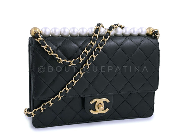 Chanel Black Chic Pearls Quilted Pearl Flap Bag - Boutique Patina