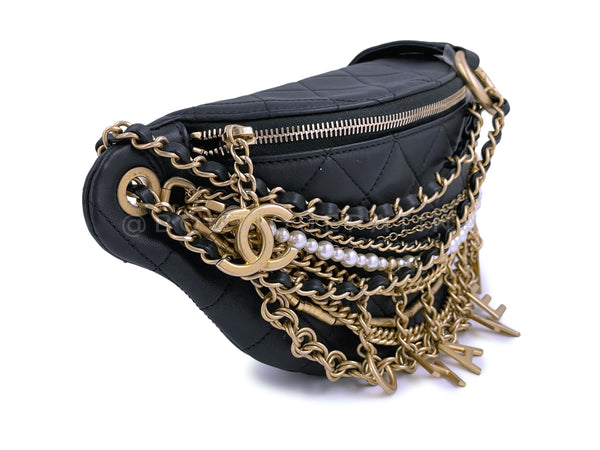 Limited 19A Chanel All About Chains XL Fanny Pack Waist Bag Gold Pearl - Boutique Patina
