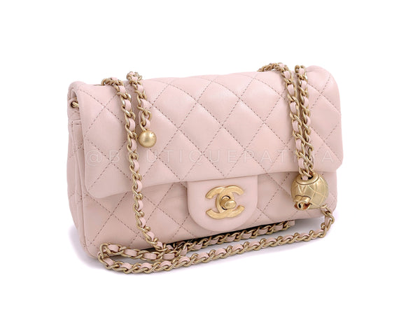 NIB 22C Chanel Pearl Crush Rectangular Mini Flap Bag Pink Beige Clair GHW - Boutique Patina