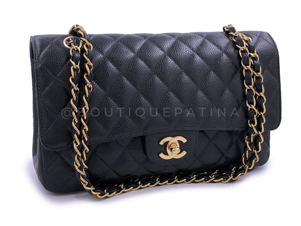 Chanel 2004 Vintage Black Caviar Medium Classic Double Flap Bag 24k GHW