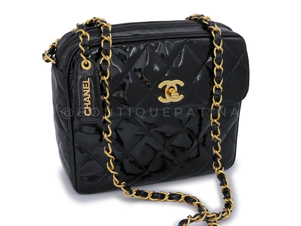 Chanel Vintage Black Patent Small Flap Camera Case Bag 24k GHW - Boutique Patina