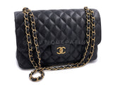 Chanel Black Jumbo Classic Flap Bag Caviar Double GHW FO4