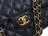 Chanel Black Jumbo Classic Flap Bag Caviar Double GHW FO4