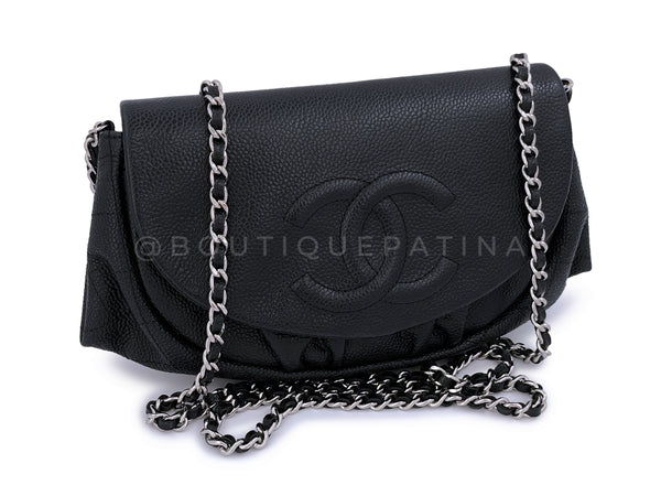 Chanel Black Caviar Half Moon Wallet on Chain WOC Flap Bag SHW - Boutique Patina