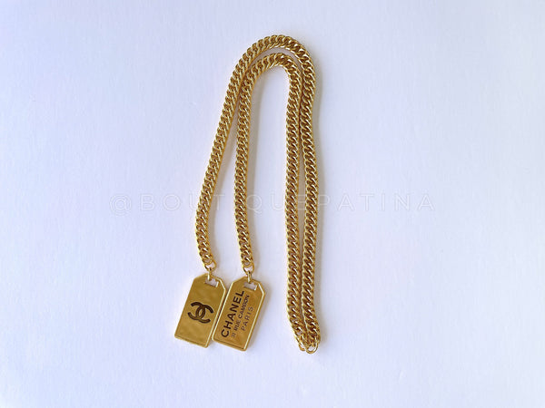 Chanel 20C Dog Tag Logo Lariat Chain Necklace - Boutique Patina