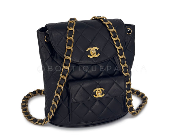 Chanel 1994 Vintage Black Duma Classic Backpack Bag 24k GHW Lambskin - Boutique Patina