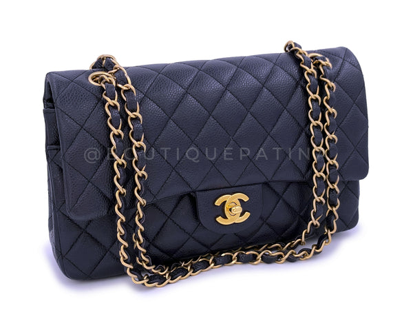 Chanel 16C Navy Blue Caviar Medium Classic Double Flap Bag GHW - Boutique Patina