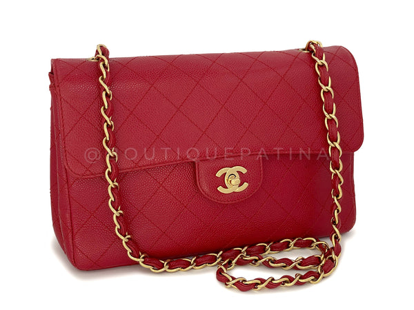 Chanel 2000 Vintage Red Caviar Flap Bag 24k GHW - Boutique Patina