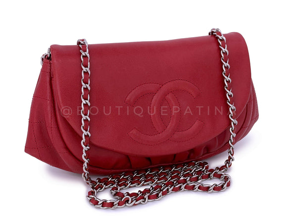 Chanel Red Half Moon Wallet on Chain WOC Flap Bag SHW Lambskin